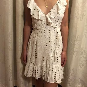 White polka dot ruffle dress
